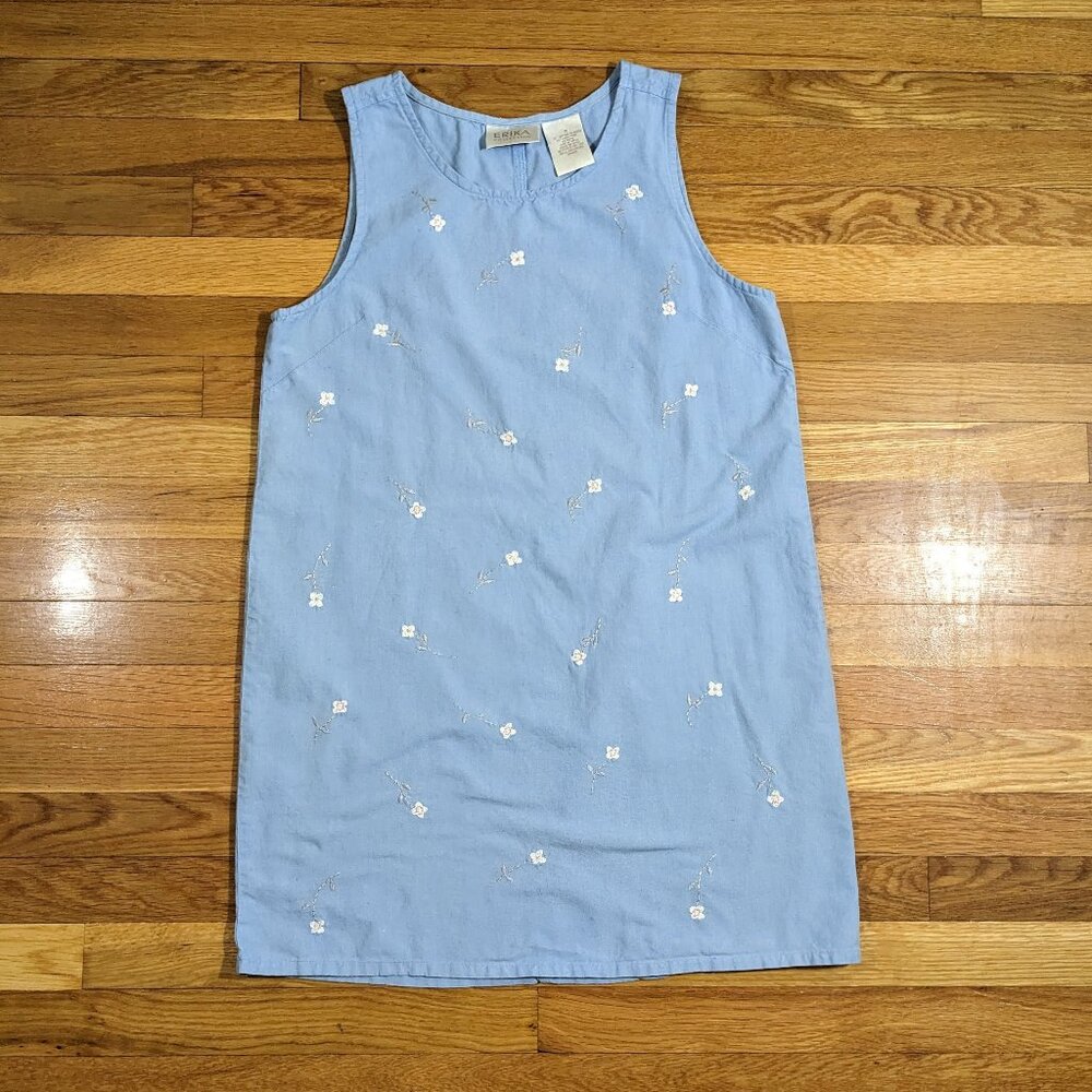 Erika Collection Floral Embroidered Blue Dress